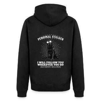 Labrador Liebhaber Persönlicher Stalker Labrador - Unisex Premium Bio Zip Hoodie - Schwarz - Hinten - Nico (187cm)
