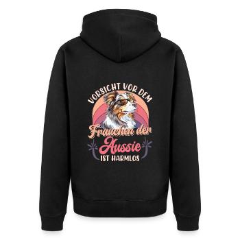Berger australien MÉFIEZ-VOUS DE LA MAÎTRESSE - Veste à capuche bio Premium Unisexe - noir - Dos - Nico (187cm)