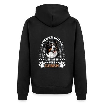 BORDER COLLIE LIEBHABER FÜRS LEBEN Hundebesitzer - Unisex Premium Bio Zip Hoodie - Schwarz - Hinten - Nico (187cm)