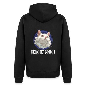 Turkish Van DER CHEF BIN ICH Lustiges Turkish Van - Unisex Premium Bio Zip Hoodie - Schwarz - Hinten - Nico (187cm)