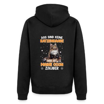 Maine Coon KEINE KATZENHAARE MAINE COON ZAUBER - Unisex Premium Bio Zip Hoodie - Schwarz - Hinten - Nico (187cm)