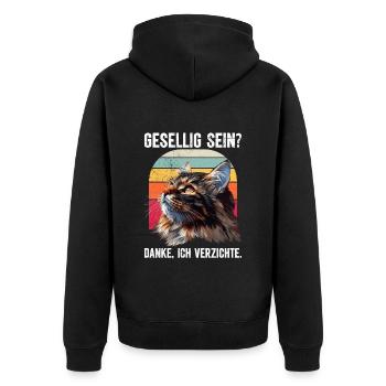 Maine Coon Cat BE SOCIABLE? THANK YOU. WAIVERS - Unisex Premium Organic Zip Hoodie - black - Back - Nico (187cm)