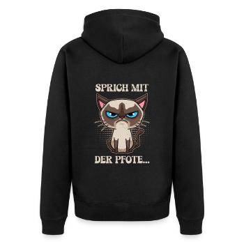 Chats siamois coquins PARLEZ AVEC VOTRE PATTE... Amusement - Veste à capuche bio Premium Unisexe - noir - Dos - Nico (187cm)