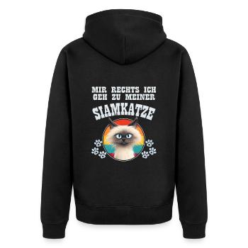 Chat siamois J’EN AI ASSEZ JE VAIS CHEZ MON CHAT SIAMOIS - Veste à capuche bio Premium Unisexe - noir - Dos - Nico (187cm)