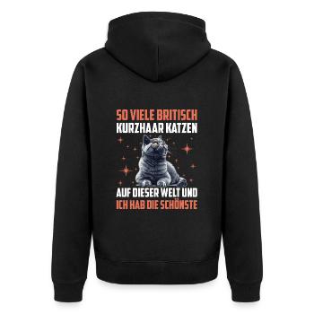 British Shorthair SO MANY BRITISH SHORTHAIRS - Unisex Premium Organic Zip Hoodie - black - Back - Nico (187cm)