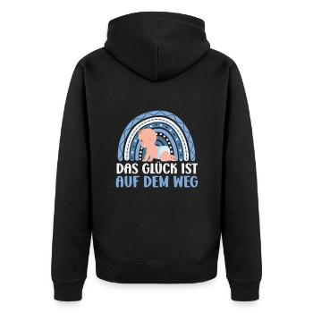 Pregnancy HAPPINESS IS ON THE WAY Expectant - Unisex Premium Organic Zip Hoodie - black - Back - Nico (187cm)