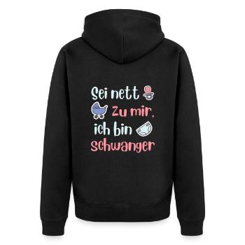 Future maman SOIS GENTILLE AVEC MOI JE SUIS ENCEINTE - Veste à capuche bio Premium Unisexe - noir - Dos - Nico (187cm)