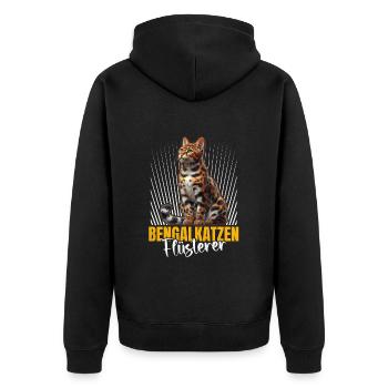 BENGALKATZEN FLÜSTERER Lustiges Bengalkatzen - Unisex Premium Bio Zip Hoodie - Schwarz - Hinten - Nico (187cm)