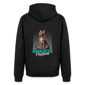 BENGALKATZEN FLÜSTERER Lustiges Bengalkatzen - Unisex Premium Bio Zip Hoodie - Schwarz - Hinten - Nico (187cm)