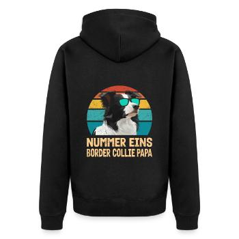 Border Collie NUMBER ONE BORDER COLLIE DAD - Unisex Premium Organic Zip Hoodie - black - Back - Nico (187cm)