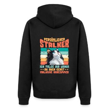Turkish Van PERSONAL STALKER I FOLLOW YOU Funny - Unisex Premium Organic Zip Hoodie - black - Back - Nico (187cm)