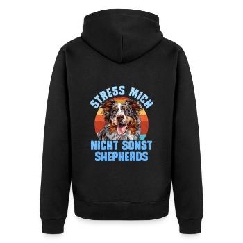 Aussie STRESS ME NOT ELSE SHEPHERDS Funny - Unisex Premium Organic Zip Hoodie - black - Back - Nico (187cm)