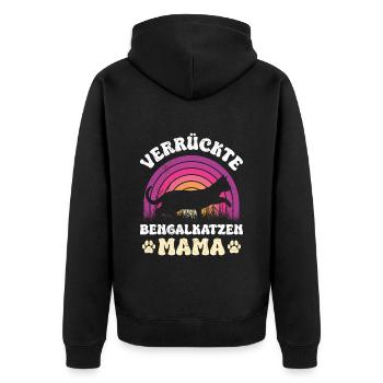 Bengalkatze VERRÜCKTE BENGALKATZEN MAMA Lustiges - Unisex Premium Bio Zip Hoodie - Schwarz - Hinten - Nico (187cm)
