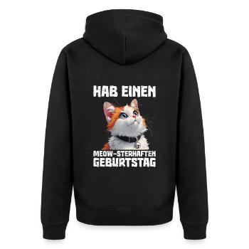 Turkish Van HAVE A MEOW-STARRY BIRTHDAY - Unisex Premium Organic Zip Hoodie - black - Back - Nico (187cm)