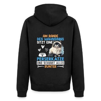 UN CHAT PERSAN AU BORD DE LA FOLIE - Veste à capuche bio Premium Unisexe - noir - Dos - Nico (187cm)