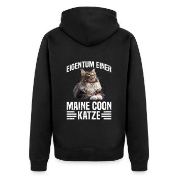 Maine Coon PROPERTY OF A MAINE COON CAT - Unisex Premium Organic Zip Hoodie - black - Back - Nico (187cm)
