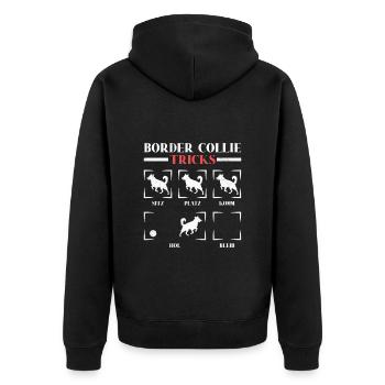 TOURS DE BORDER COLLIE Sture Chiens Border Collie - Veste à capuche bio Premium Unisexe - noir - Dos - Nico (187cm)