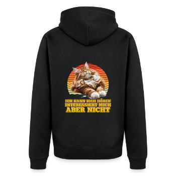 Maine Coon CAN'T HEAR YOU DOESN'T INTEREST ME - Unisex Premium Organic Zip Hoodie - black - Back - Nico (187cm)