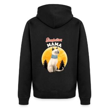 SIAMESEN MAMA SIAMESE CAT MOM Siamkatzen - Unisex Premium Bio Zip Hoodie - Schwarz - Hinten - Nico (187cm)