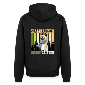 SIAMKATZEN DIENSTLEISTER Vintage Siamkatzen - Unisex Premium Bio Zip Hoodie - Schwarz - Hinten - Nico (187cm)