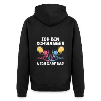 Future mom I'M PREGNANT, I'M ALLOWED TO DO THAT! Funny - Unisex Premium Organic Zip Hoodie - black - Back - Nico (187cm)