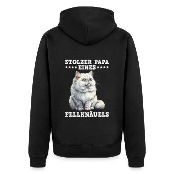 Chat Papa FIER PAPA D’UNE BOULE DE POILS Drôle - Veste à capuche bio Premium Unisexe - noir - Dos - Nico (187cm)