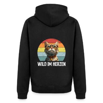 Chats du Bengale SAUVAGE DANS LE CŒUR Chats du Bengale - Veste à capuche bio Premium Unisexe - noir - Dos - Nico (187cm)