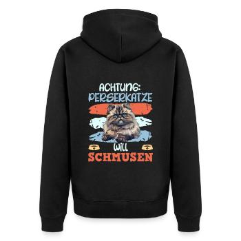 Chat persan ATTENTION CHAT PERSAN VEUT FAIRE DES CÂLINS - Veste à capuche bio Premium Unisexe - noir - Dos - Nico (187cm)
