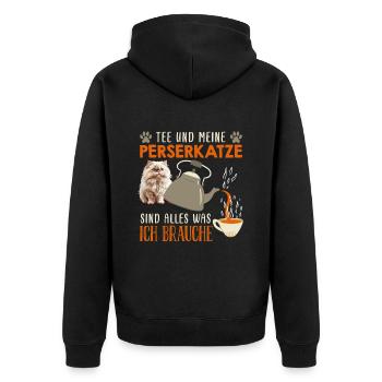 TEA AND MY PERSIAN CAT EVERYTHING I NEED - Unisex Premium Organic Zip Hoodie - black - Back - Nico (187cm)