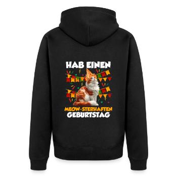 Turkish Van Katze HAB EINEN MEOW-STERHAFTEN - Unisex Premium Bio Zip Hoodie - Schwarz - Hinten - Nico (187cm)