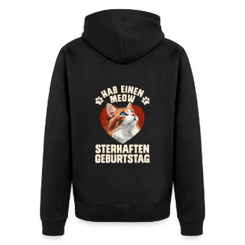 Turkish Van Liebhaber HAB EINEN MEOW STERHAFTEN - Unisex Premium Bio Zip Hoodie - Schwarz - Hinten - Nico (187cm)