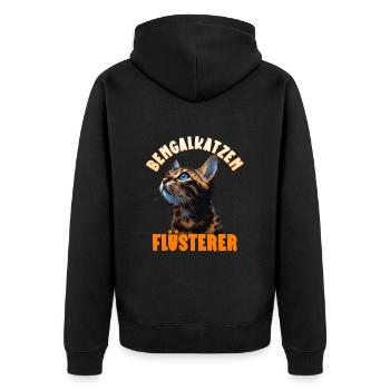 BENGALKATZEN FLÜSTERER Lustiges Bengalkatzen - Unisex Premium Bio Zip Hoodie - Schwarz - Hinten - Nico (187cm)