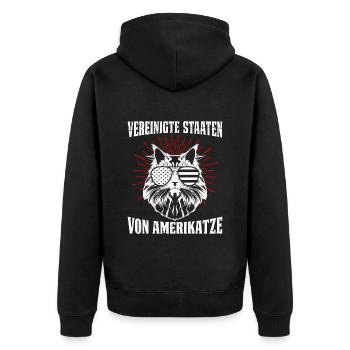 UNITED STATES OF AMERICATZE Funny USA - Unisex Premium Organic Zip Hoodie - black - Back - Nico (187cm)