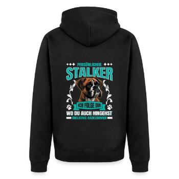 Boxer allemand PERSONAL STALKER Boxer drôle - Veste à capuche bio Premium Unisexe - noir - Dos - Nico (187cm)