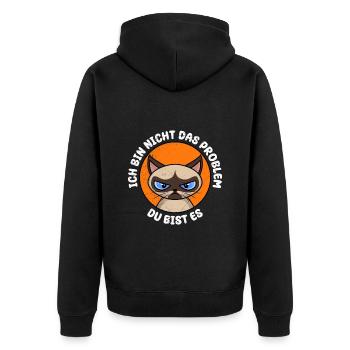 Chats siamois JE NE SUIS PAS LE PROBLÈME TU ES DRÔLE - Veste à capuche bio Premium Unisexe - noir - Dos - Nico (187cm)
