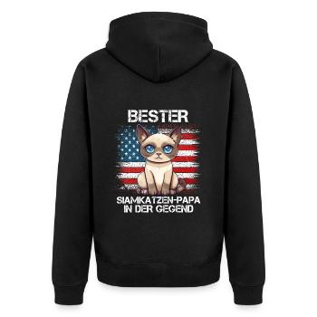 Siamese Cats Dad BEST SIAMESE CAT DAD HERE - Unisex Premium Organic Zip Hoodie - black - Back - Nico (187cm)
