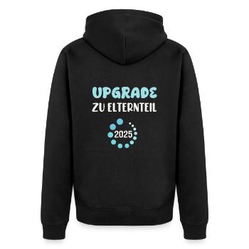 UPGRADE ZU ELTERNTEIL Schwangere Werdende Mütter - Unisex Premium Bio Zip Hoodie - Schwarz - Hinten - Nico (187cm)