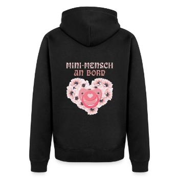 Baby Bump HUMAN ON BOARD Funny Pregnant - Unisex Premium Organic Zip Hoodie - black - Back - Nico (187cm)