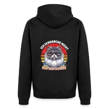 Chat persan JE NE RONFLE PAS, JE RONRONNE - Veste à capuche bio Premium Unisexe - noir - Dos - Nico (187cm)