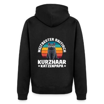 Cat Dad WORLD'S BEST BRITISH SHORTHAIR CAT DAD - Unisex Premium Organic Zip Hoodie - black - Back - Nico (187cm)
