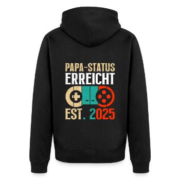 DAD STATUS REACHED EST. 2025 PlayerDad Becoming - Unisex Premium Organic Zip Hoodie - black - Back - Nico (187cm)