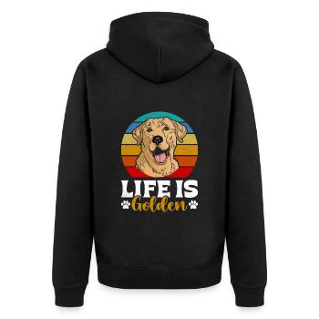 Golden Labrador LIFE IS GOLDEN Labrador Retriever - Unisex Premium Bio Zip Hoodie - Schwarz - Hinten - Nico (187cm)