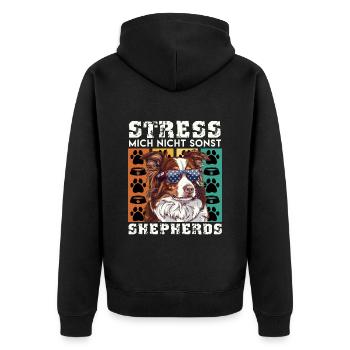 Aussie STRESS ME NOT ELSE SHEPHERDS Funny - Unisex Premium Organic Zip Hoodie - black - Back - Nico (187cm)
