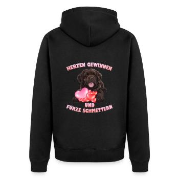 Newfie GAGNER LES CŒURS ET ÉCRASER LES PETS - Veste à capuche bio Premium Unisexe - noir - Dos - Nico (187cm)