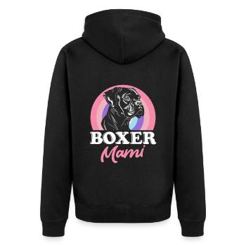 BOXER MAMI Propriétaire d’un chien boxer allemand - Veste à capuche bio Premium Unisexe - noir - Dos - Nico (187cm)