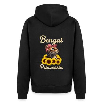 Katzenmama BENGAL PRINZESSIN Bengal Katzen - Unisex Premium Bio Zip Hoodie - Schwarz - Hinten - Nico (187cm)