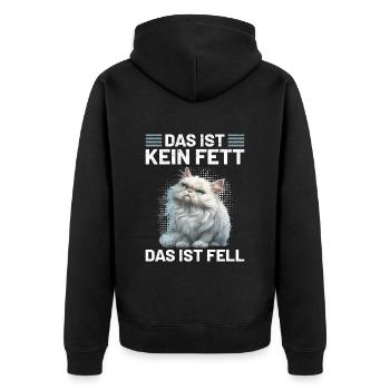 Persian Cat THIS IS NOT FAT THIS IS FUR Funny - Unisex Premium Organic Zip Hoodie - black - Back - Nico (187cm)