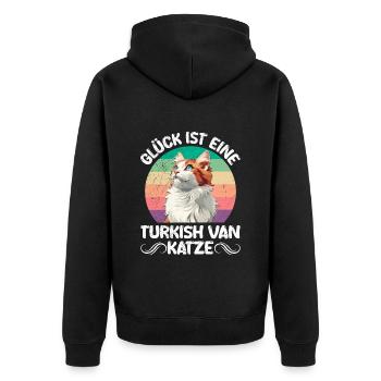 Turkish Van HAPPINESS IS A TURKISH VAN CAT - Unisex Premium Organic Zip Hoodie - black - Back - Nico (187cm)