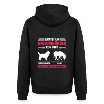 Newfie THIS IS A NEWFOUNDLANDER, NOT A PONY Funny - Unisex Premium Organic Zip Hoodie - black - Back - Nico (187cm)