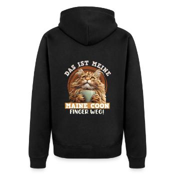Katzenbesitzer DAS IST MEINE MAINE COON FINGER WEG - Unisex Premium Bio Zip Hoodie - Schwarz - Hinten - Nico (187cm)